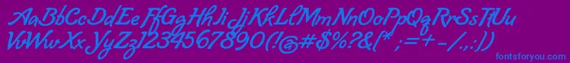 フォントLombriz – 紫色の背景に青い文字