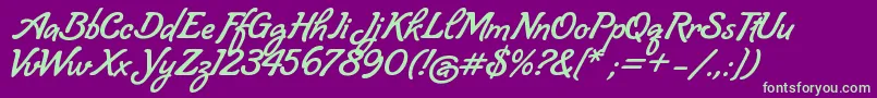 Lombriz-fontti – vihreät fontit violetilla taustalla