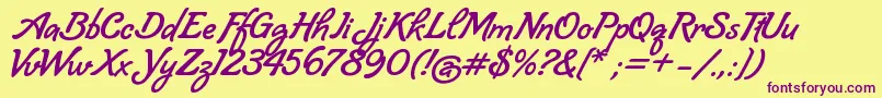 Lombriz-fontti – violetit fontit keltaisella taustalla
