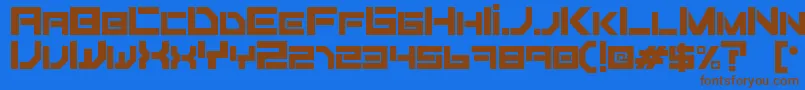 フォントFiker regular – 茶色の文字が青い背景にあります。