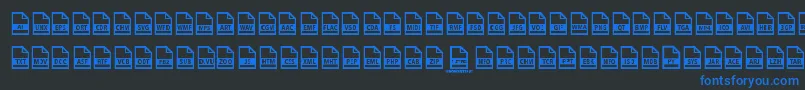 Czcionka File Types – niebieskie czcionki na czarnym tle