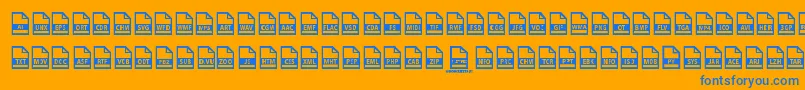 File Types-Schriftart – Blaue Schriften auf orangefarbenem Hintergrund