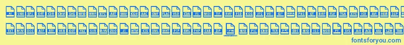 Czcionka File Types – niebieskie czcionki na żółtym tle