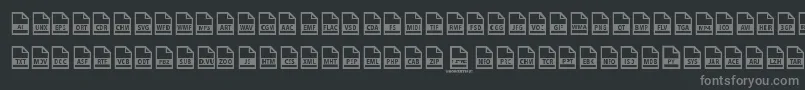 Fonte File Types – fontes cinzas em um fundo preto
