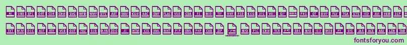File Types Font – Purple Fonts on Green Background