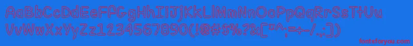 Fill Me With Color  -Schriftart – Rote Schriften auf blauem Hintergrund