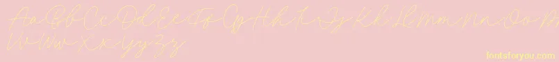 Fillia Script FREE-Schriftart – Gelbe Schriften auf rosa Hintergrund