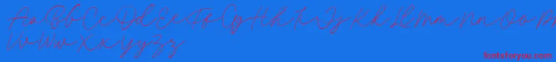 Fillia Script FREE-Schriftart – Rote Schriften auf blauem Hintergrund