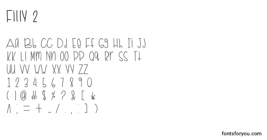 Czcionka Filly 2 – alfabet, cyfry, specjalne znaki