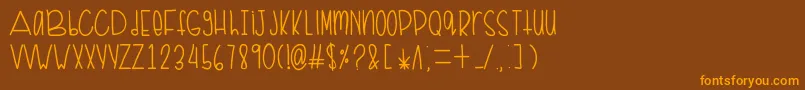 Filly 2-Schriftart – Orangefarbene Schriften auf braunem Hintergrund
