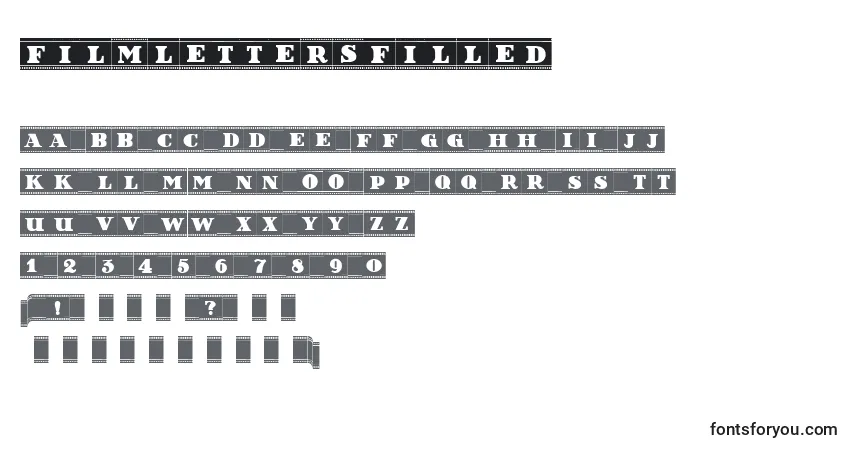 Schriftart FilmLettersFilled – Alphabet, Zahlen, spezielle Symbole