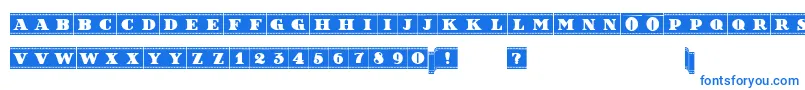 フォントFilmLettersFilled – 白い背景に青い文字