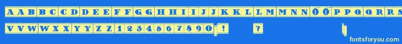 フォントFilmLettersFilled – 黄色の文字、青い背景