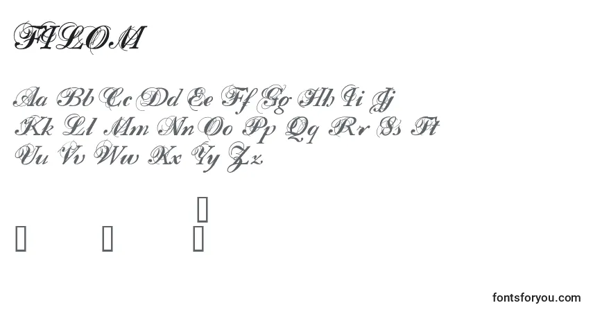 A fonte FILOM    (126661) – alfabeto, números, caracteres especiais