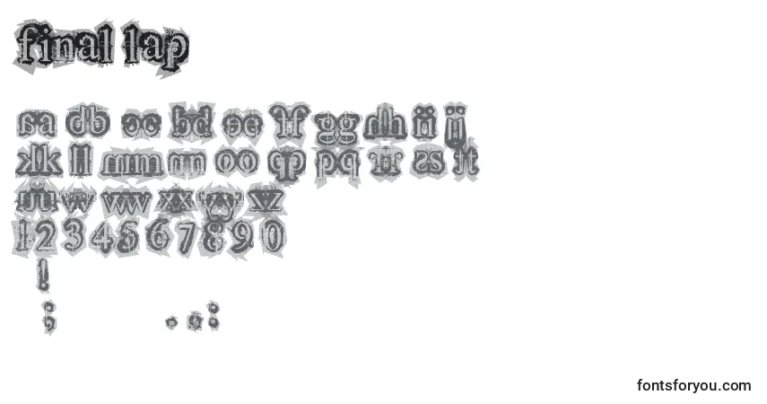 A fonte Final lap – alfabeto, números, caracteres especiais