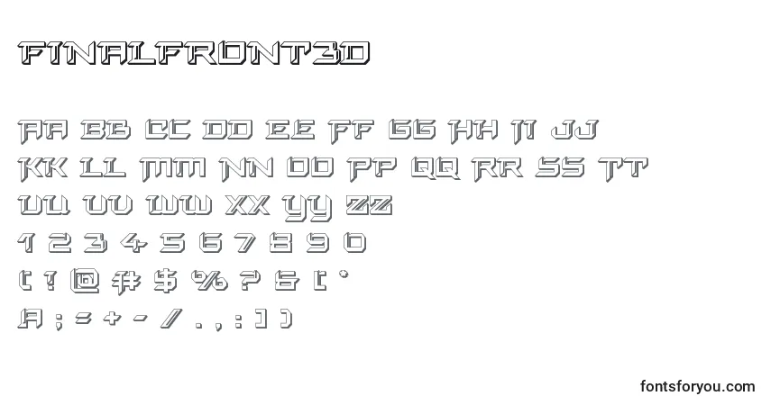 Czcionka Finalfront3d – alfabet, cyfry, specjalne znaki