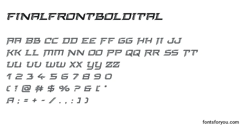 A fonte Finalfrontboldital – alfabeto, números, caracteres especiais