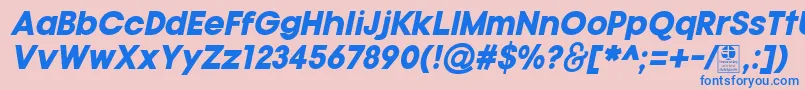 Шрифт TypoGotikaBlackItalicDemo – синие шрифты на розовом фоне