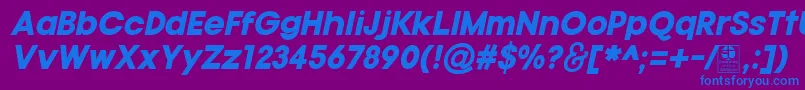 Fonte TypoGotikaBlackItalicDemo – fontes azuis em um fundo violeta