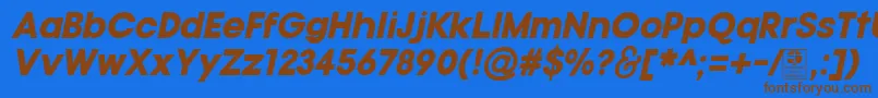 フォントTypoGotikaBlackItalicDemo – 茶色の文字が青い背景にあります。