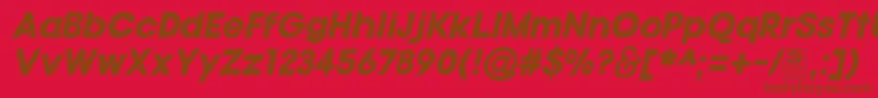Czcionka TypoGotikaBlackItalicDemo – brązowe czcionki na czerwonym tle