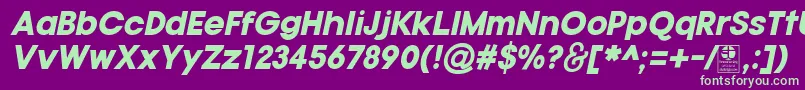 Шрифт TypoGotikaBlackItalicDemo – зелёные шрифты на фиолетовом фоне
