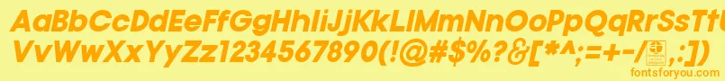 フォントTypoGotikaBlackItalicDemo – オレンジの文字が黄色の背景にあります。