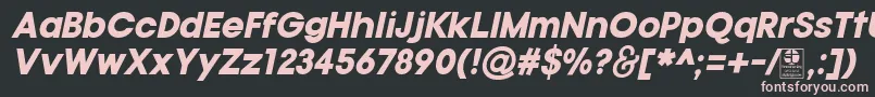 TypoGotikaBlackItalicDemo-fontti – vaaleanpunaiset fontit mustalla taustalla