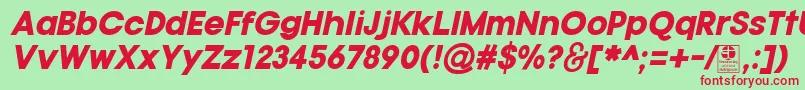 TypoGotikaBlackItalicDemo-Schriftart – Rote Schriften auf grünem Hintergrund