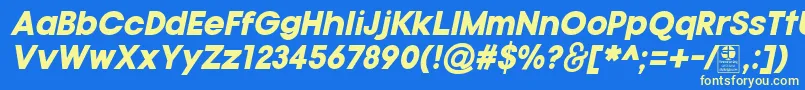 Шрифт TypoGotikaBlackItalicDemo – жёлтые шрифты на синем фоне