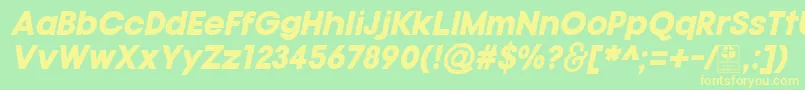 TypoGotikaBlackItalicDemo-Schriftart – Gelbe Schriften auf grünem Hintergrund