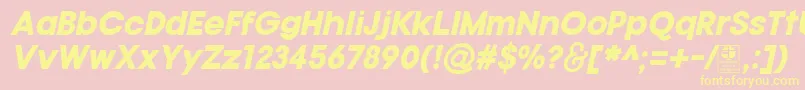 TypoGotikaBlackItalicDemo-Schriftart – Gelbe Schriften auf rosa Hintergrund