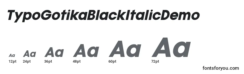 Размеры шрифта TypoGotikaBlackItalicDemo