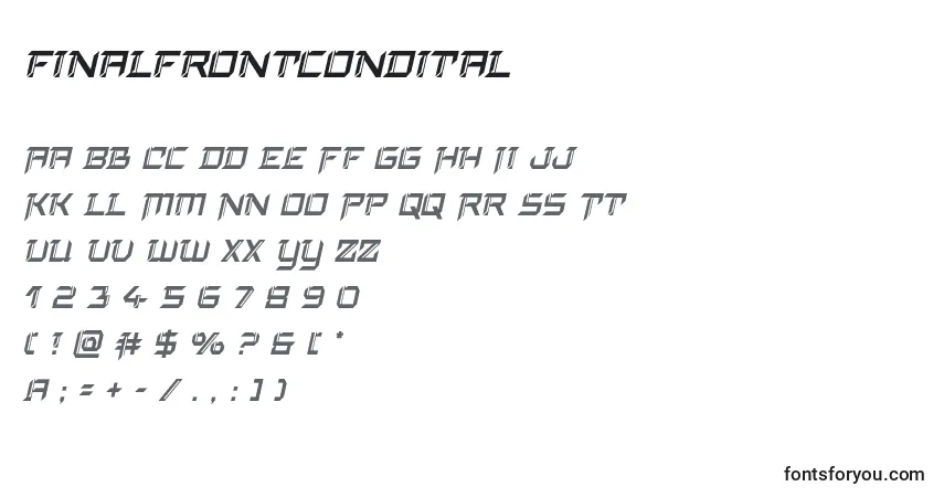 Schriftart Finalfrontcondital – Alphabet, Zahlen, spezielle Symbole