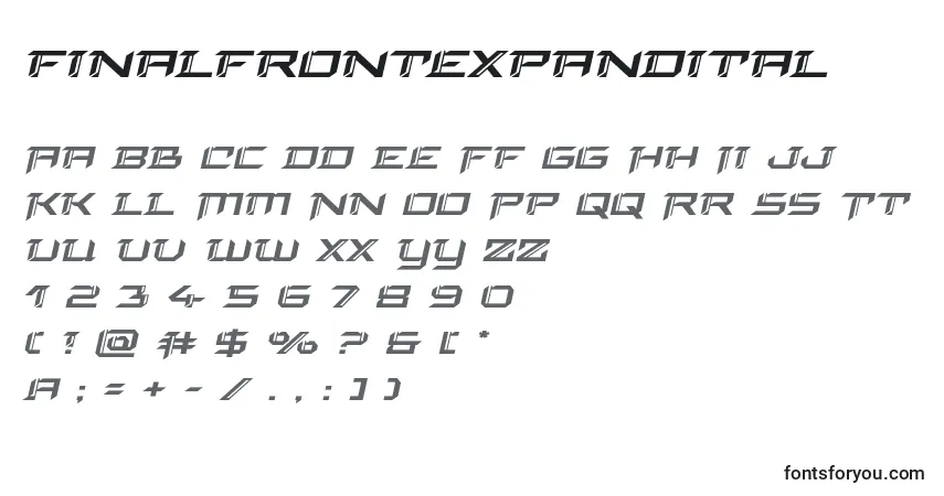 Schriftart Finalfrontexpandital – Alphabet, Zahlen, spezielle Symbole