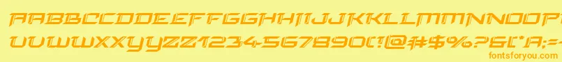 フォントfinalfrontexpandital – オレンジの文字が黄色の背景にあります。