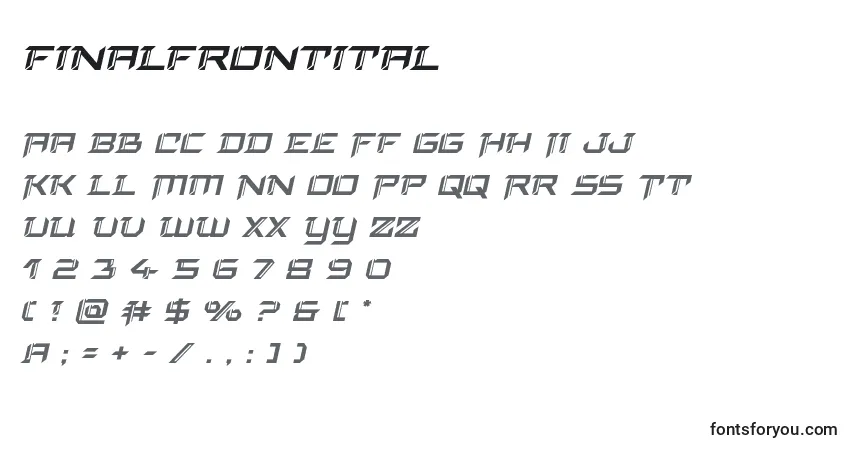 Schriftart Finalfrontital – Alphabet, Zahlen, spezielle Symbole