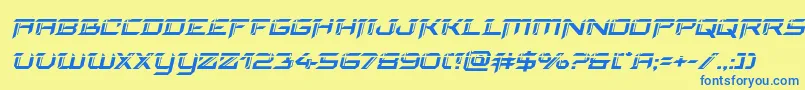 フォントfinalfrontlaserital – 青い文字が黄色の背景にあります。