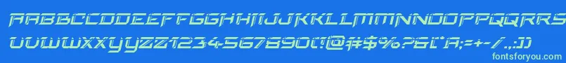 フォントfinalfrontlaserital – 青い背景に緑のフォント