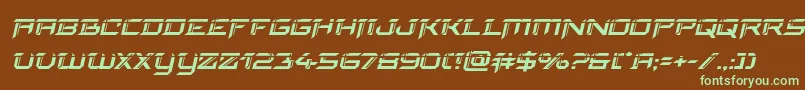 フォントfinalfrontlaserital – 緑色の文字が茶色の背景にあります。