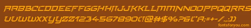 フォントfinalfrontsuperital – オレンジ色の文字が茶色の背景にあります。