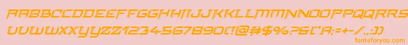フォントfinalfrontsuperital – オレンジの文字がピンクの背景にあります。