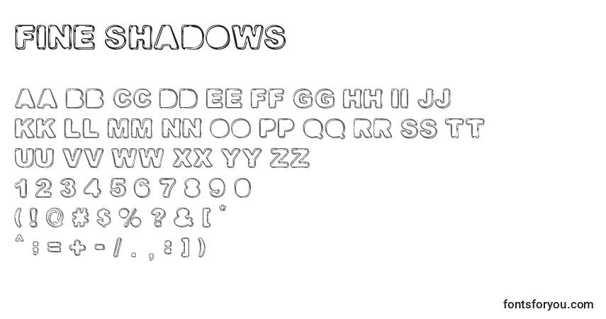 Czcionka FINE SHADOWS – alfabet, cyfry, specjalne znaki