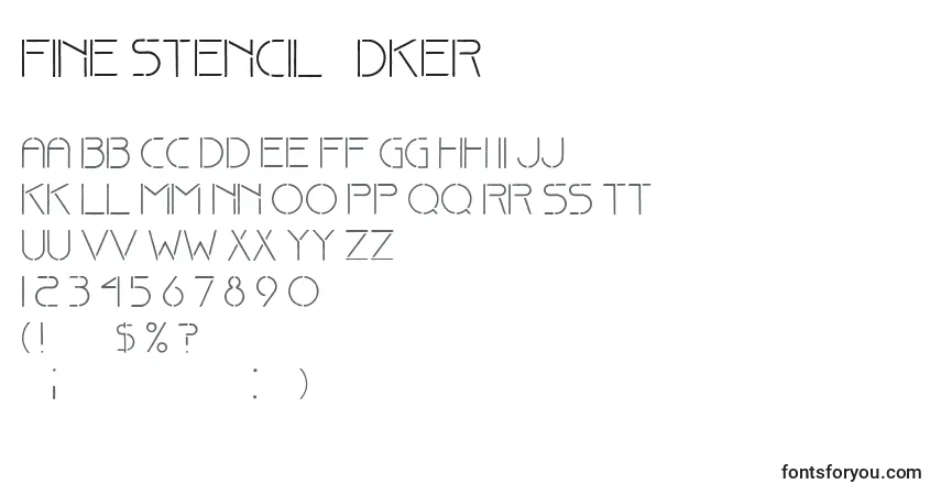 Fuente Fine stencil   Dker - alfabeto, números, caracteres especiales