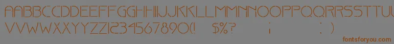 フォントFine stencil   Dker – 茶色の文字が灰色の背景にあります。