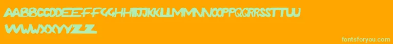 RushdaFunky Font – Green Fonts on Orange Background