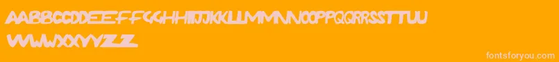 RushdaFunky-Schriftart – Rosa Schriften auf orangefarbenem Hintergrund