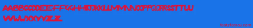 RushdaFunky Font – Red Fonts on Blue Background