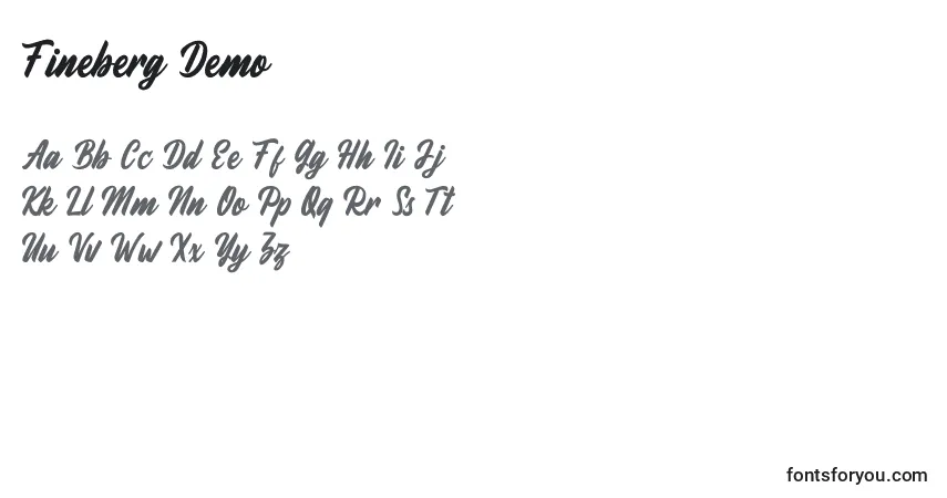 Schriftart Fineberg Demo – Alphabet, Zahlen, spezielle Symbole