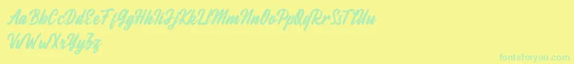 fuente Fineberg Demo – Fuentes Verdes Sobre Fondo Amarillo